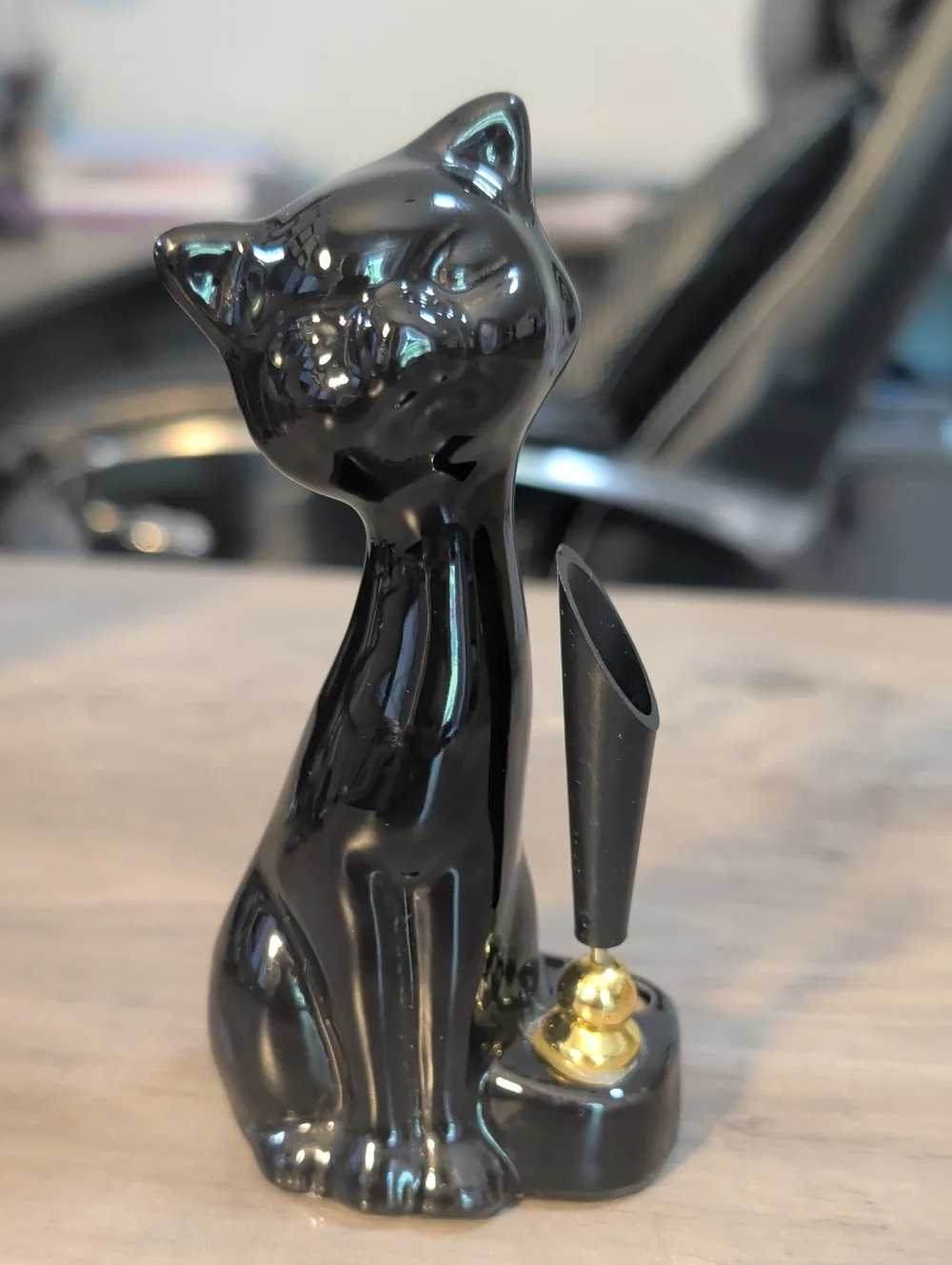 Vintage Black Cat Pen Holder